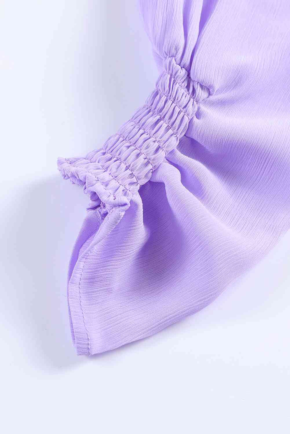 Smocked Puff Sleeve Square Neck Top